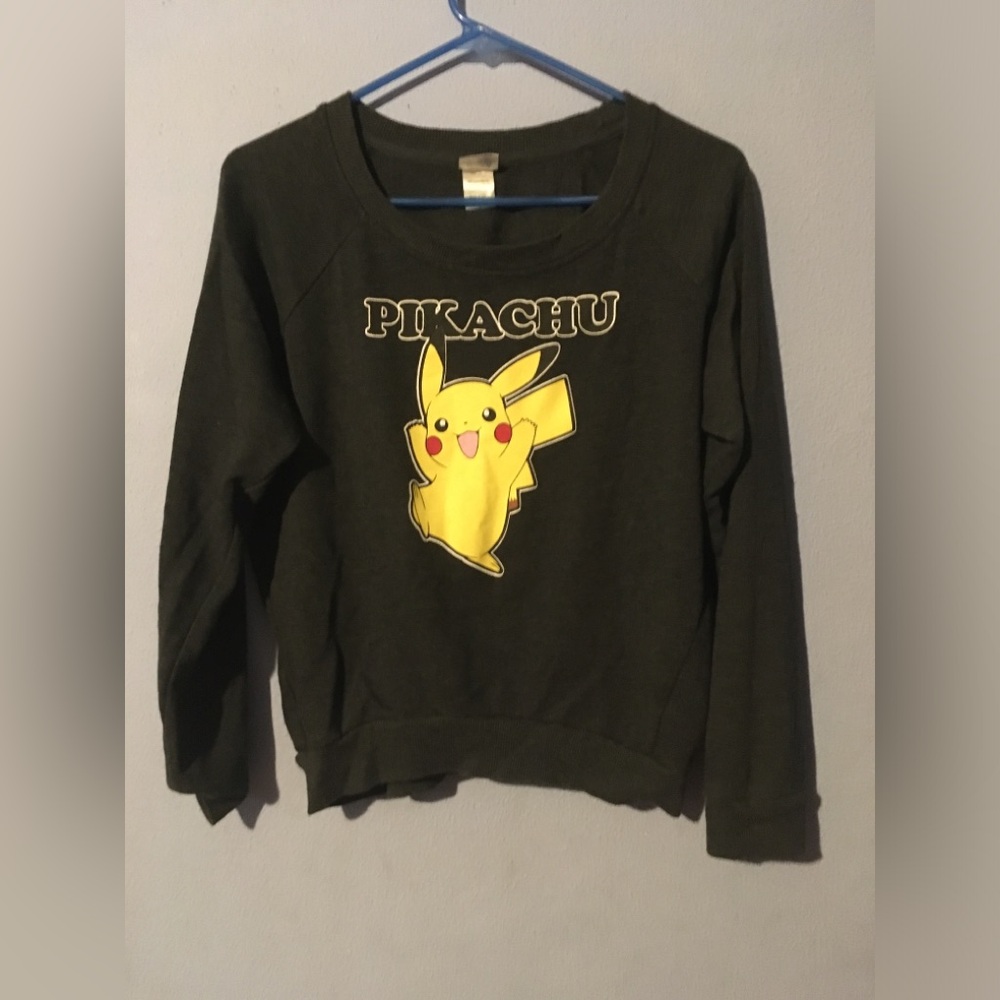 Pokémon Pikachu Black Sweatshirt Sz L Nintendo